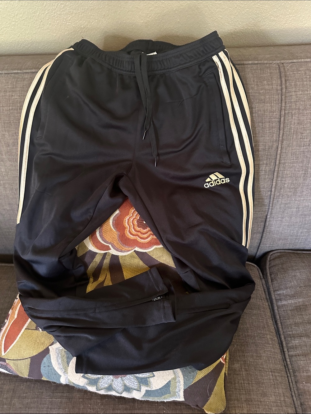 adidas Black Jogger Sweatpants with White Stripes